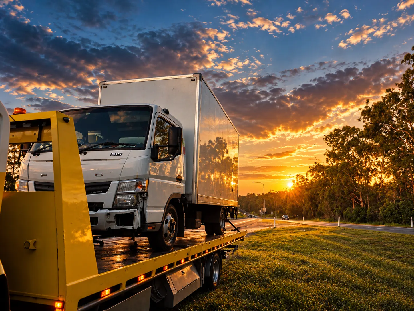 Light commercial van transported on a tilt tray in Brisbane